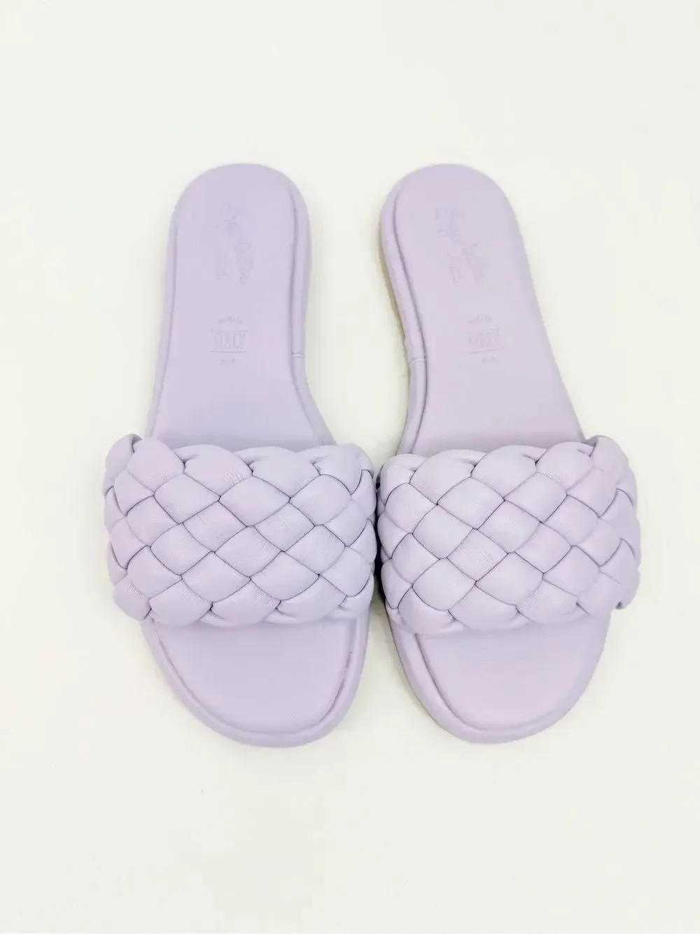 Seychelles BELLISSIMA Lavender Purple Puffy Woven Leather Padded Slide Sandals